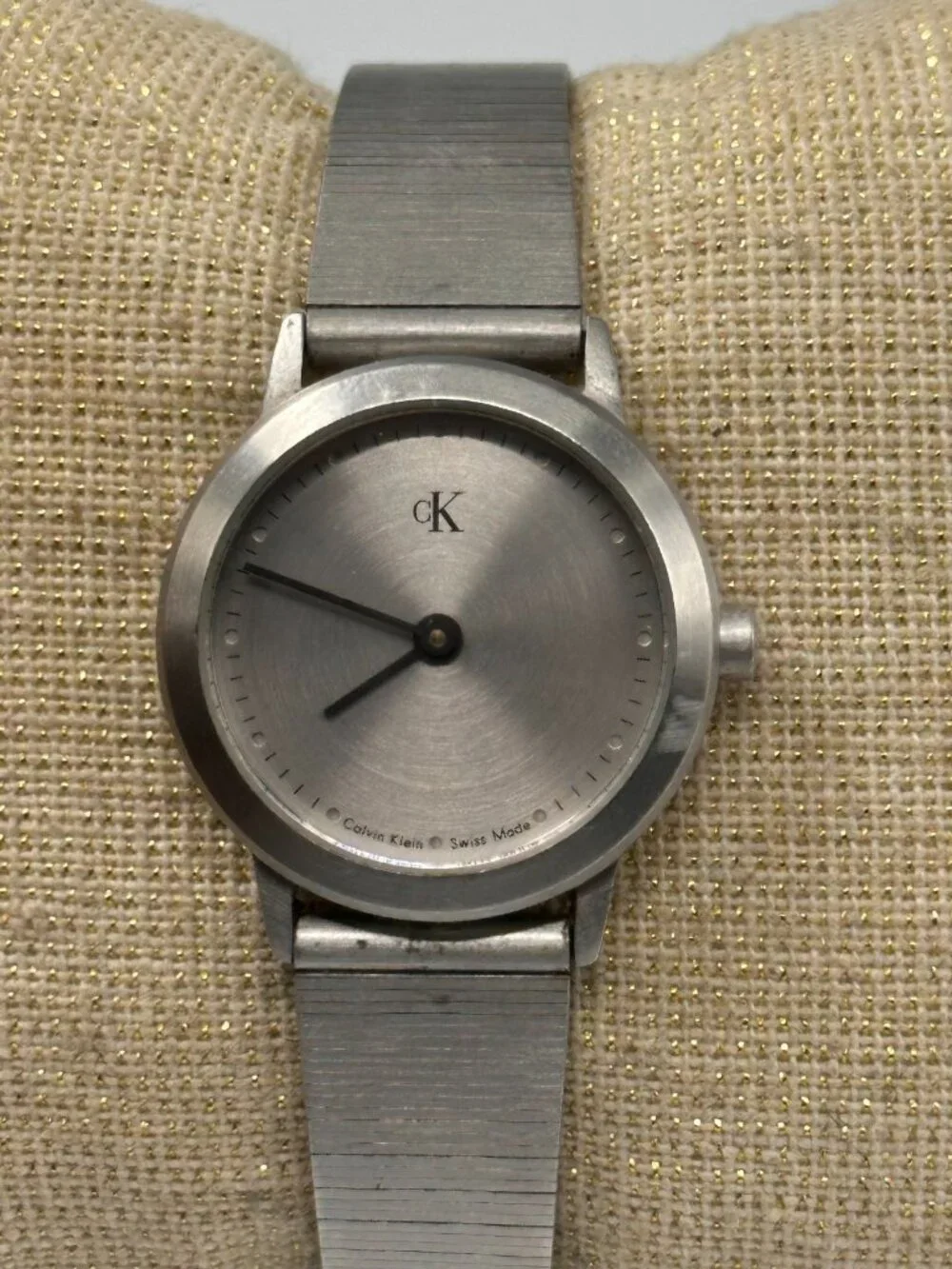 Calvin Klein Watch Women Silver Tone Round Dial 23MM New Battery 8